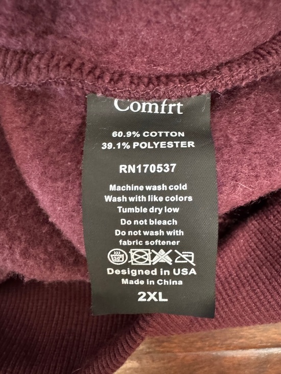 Comfrt Clothing Matching Set, 2XL, Burgundy Hoodie and Wide Leg Sweatpants Coord - Picture 8 of 11